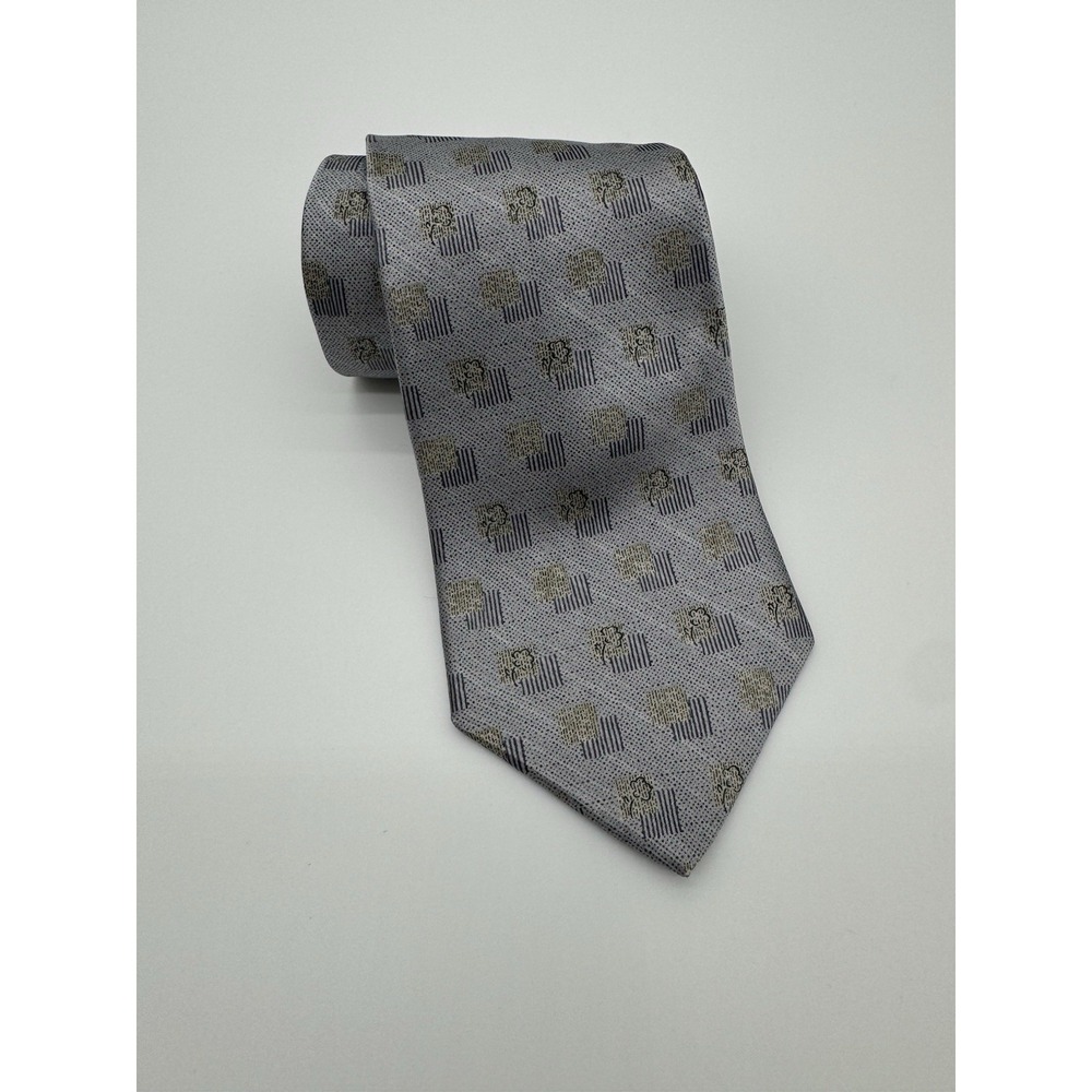 Jones New York Tie Gray Geometric Pattern Silk Necktie Classic Mens